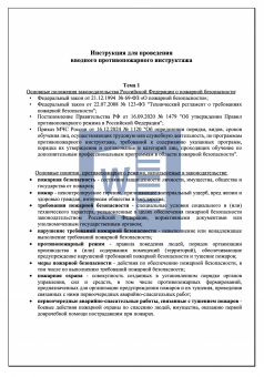 Программа проведения вводного противопожарного инструктажа