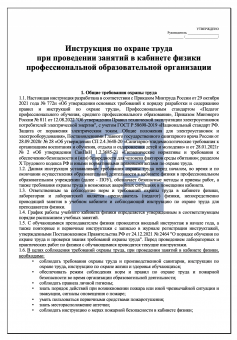 Инструкция по охране труда при проведении занятий в кабинете физики профессиональной образовательной организации ( колледже )